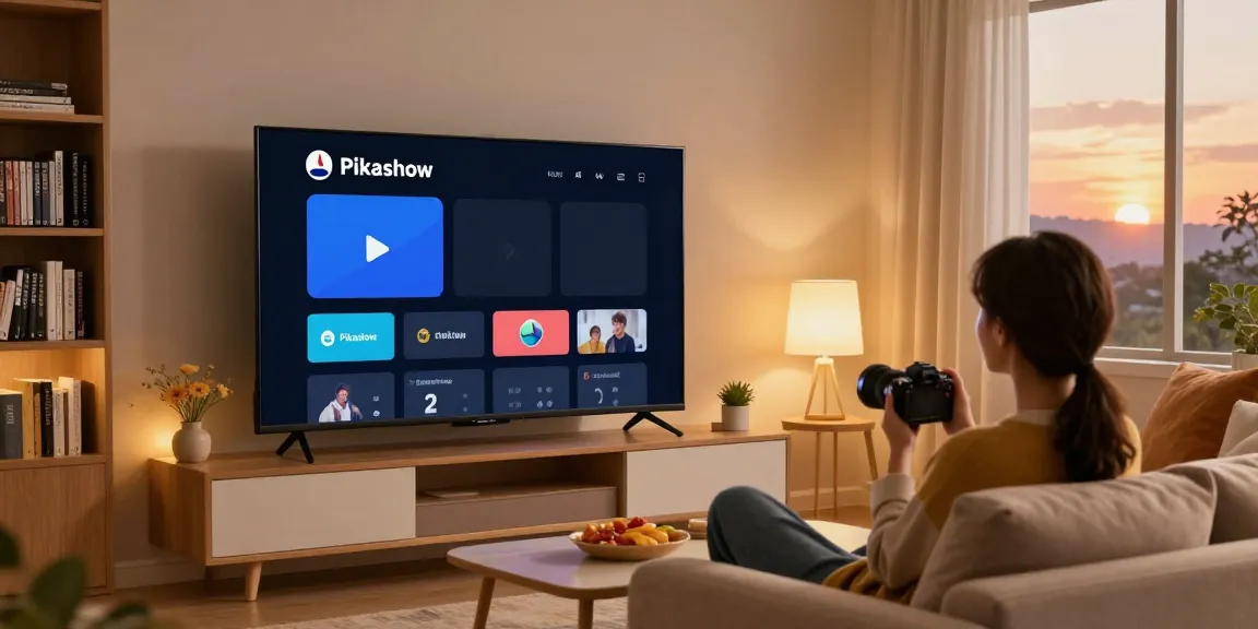 Pikashow old versions displayed on a modern home entertainment system.