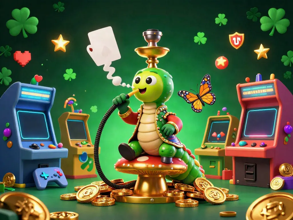 Engage in thrilling games with sunwin26's vibrant casino atmosphere showcasing a caterpillar hookah-master.
